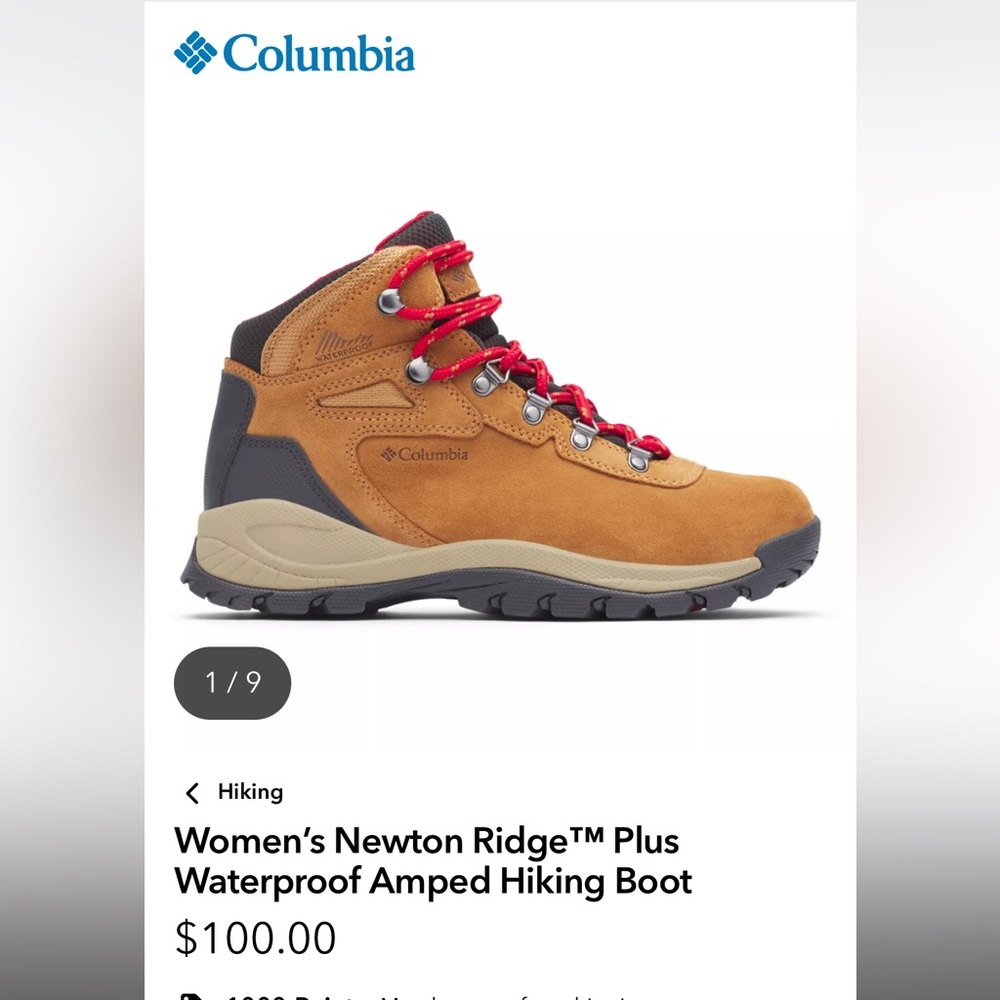 Columbia Tan and Red Hiking Boots